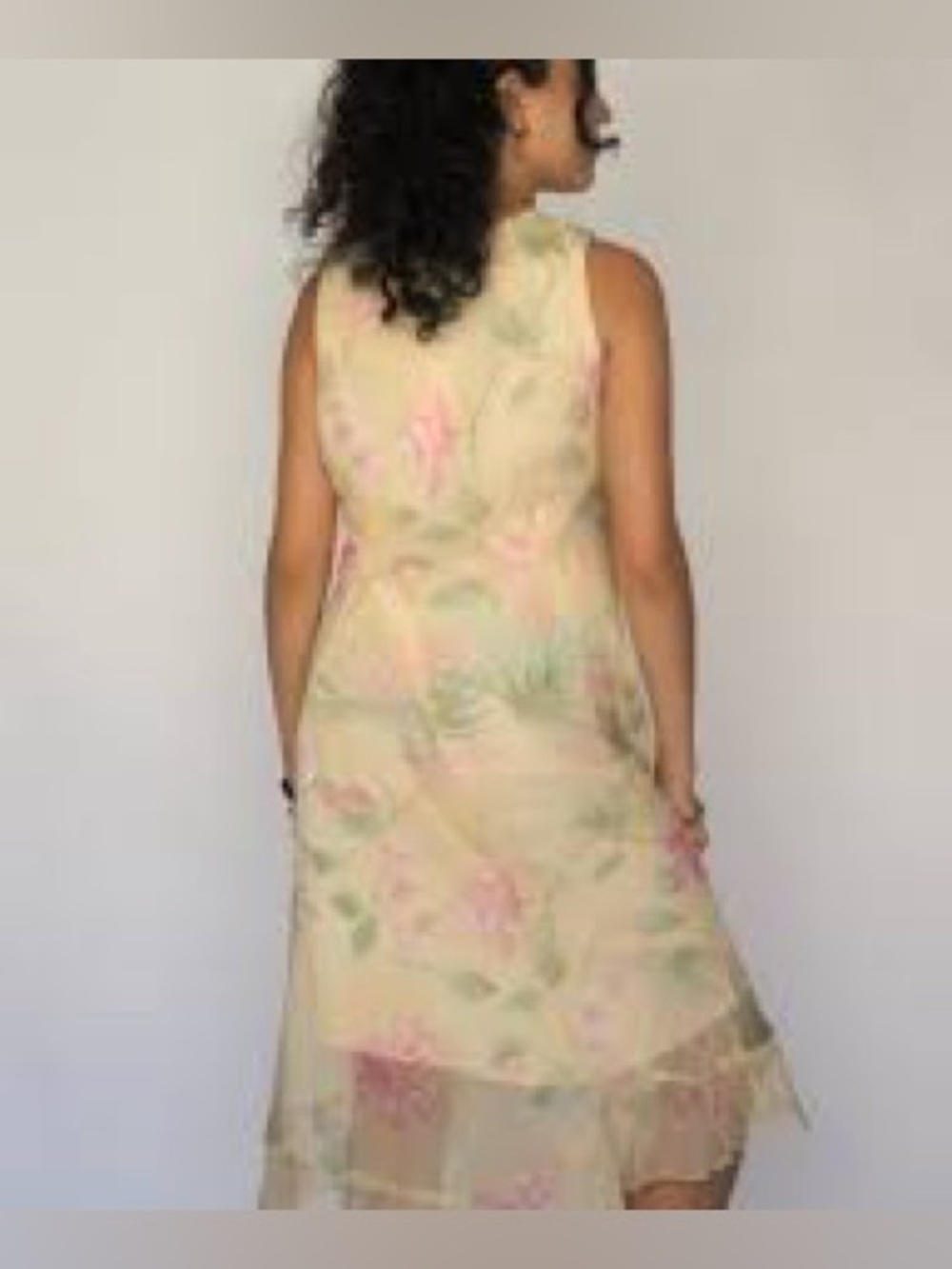 Dress Barn Butter Yellow Y2K Vintage Floral Maxi Dress Sz 12 Dainty Semiformal - Picture 2 of 9